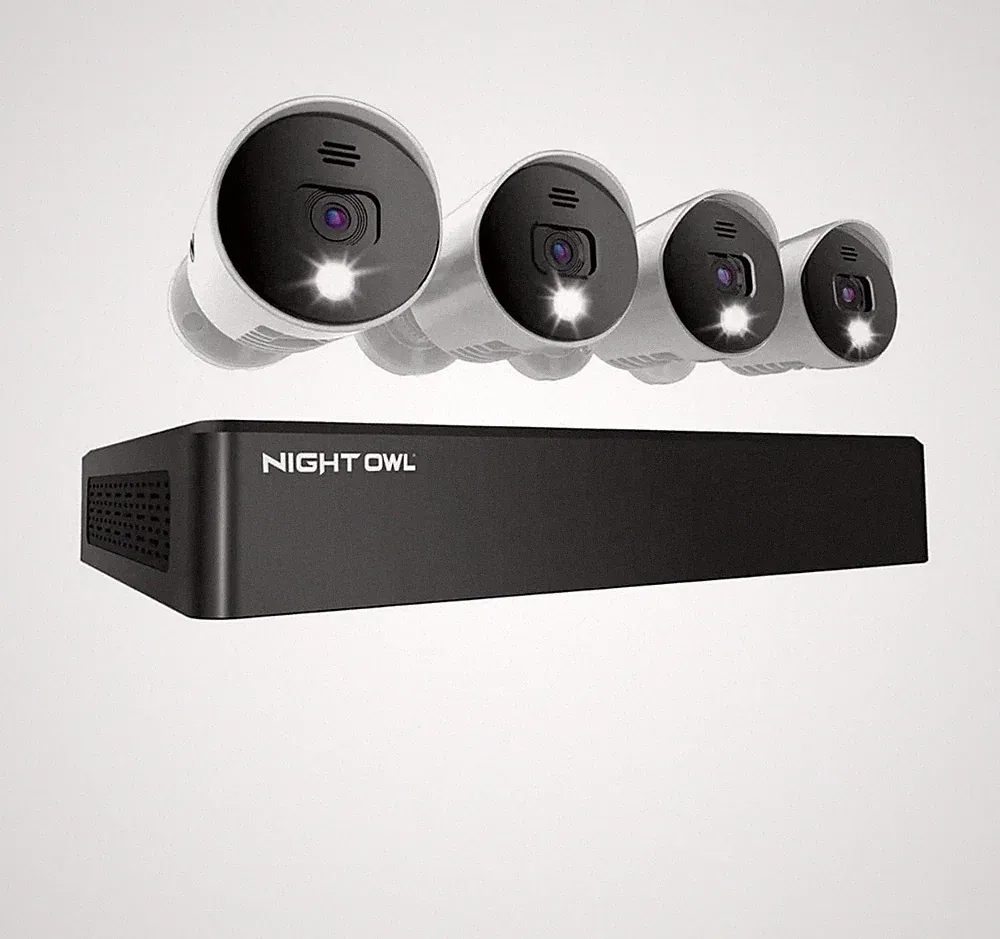 Night Owl 8 Channel 4K Bluetooth DVR with 1TB Hard Drive and 4 Wired 4K - NEW